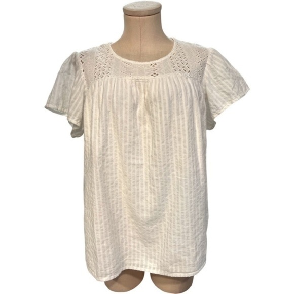 Ella Moss White Lined Blouse with Eyelet Chest Element - Picture 1 of 14